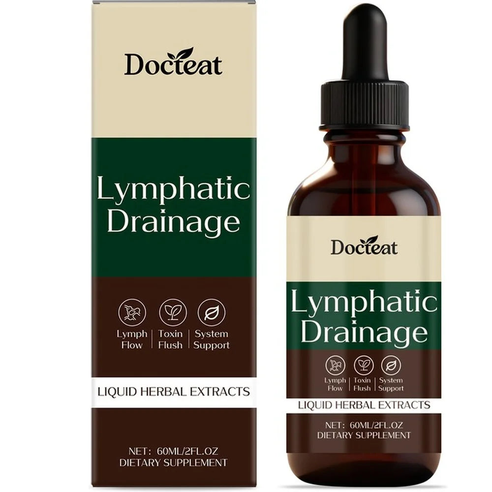 Docteat Lymphatic Drainage Liquid Herbal Extract Drops for Metabolic Needs Support with Cleavers Red Clover Stillingia 60 ML