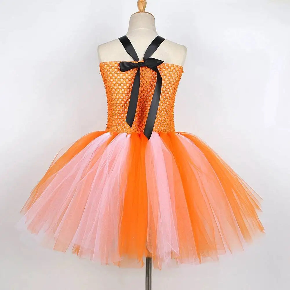 Animal Fox Halloween Costume for Girls Birthday Party Tutu Dress Kids Girl Photoshoot Outfit Children New Years Carnival Clothes