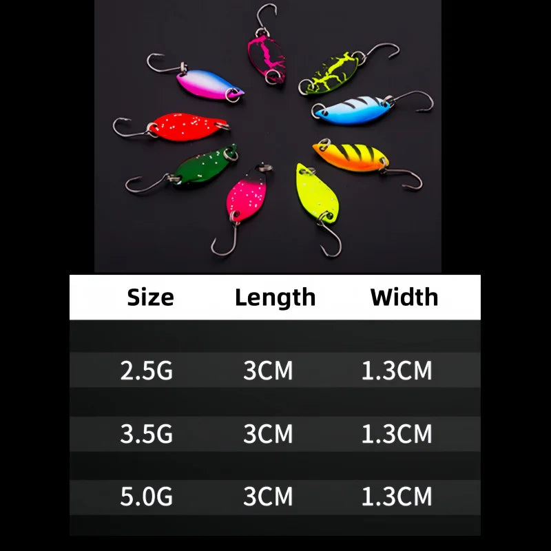 12-1PC Trout Bait Metal Spoon Fishing Lure Wobbler Casting Jigging Tackle Accessories Pesca Multi-color Long-casting Lure Bait