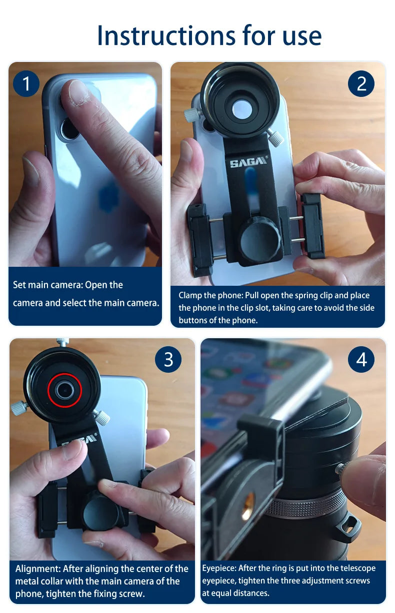 Metal mobile phone clip double monocular astronomical telescope microscope eyepiece connected to mobile phone for taking picture