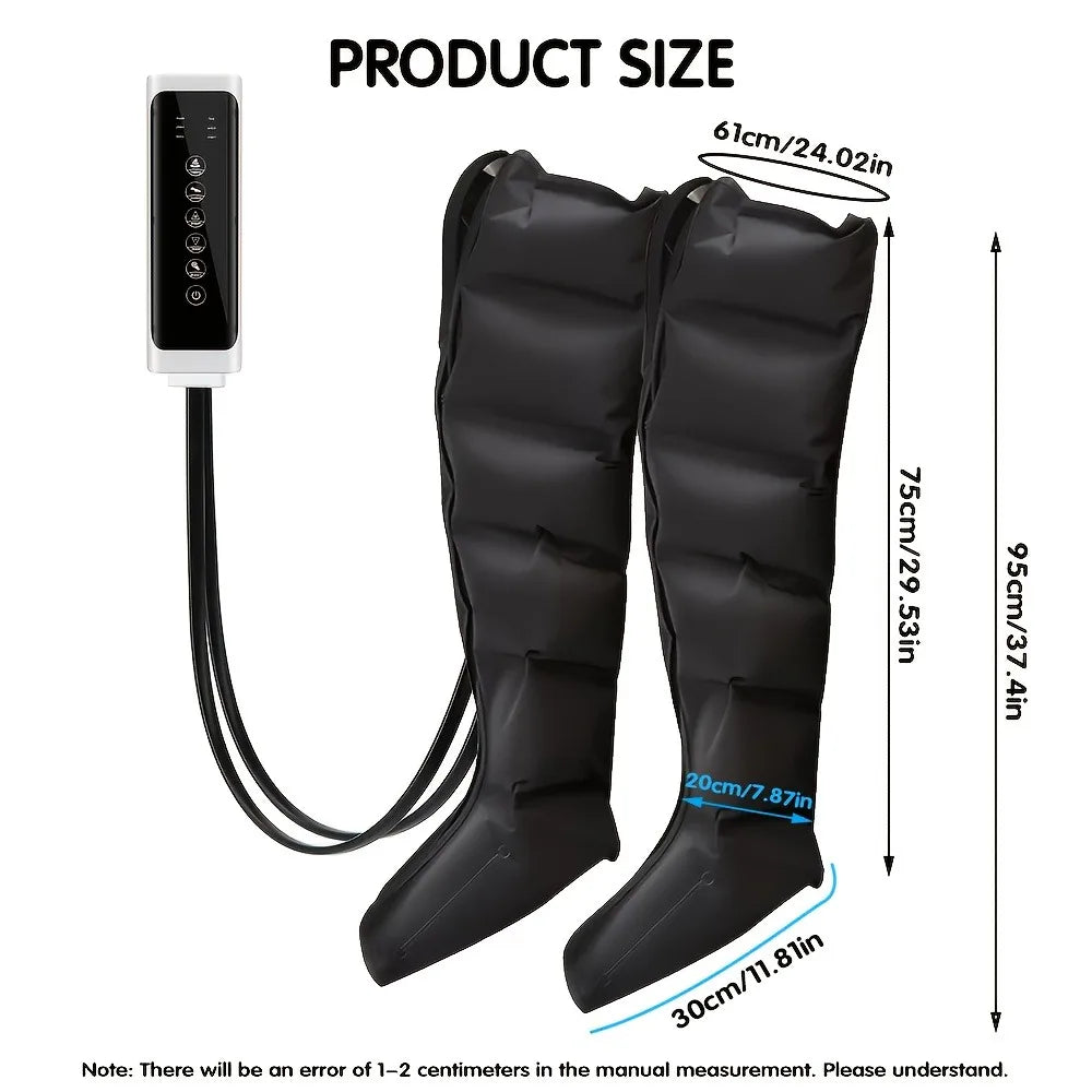 2pcs Professional Air Compression Leg Massager Boots with 6-Airbag Pneumatic, Adjustable Intensity/Speed Modes, Varicose & Muscl