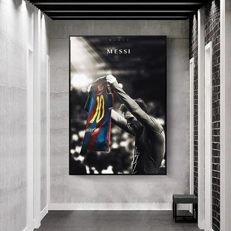 Messi Football Icon Vintage Poster Frameless Wall Art for Home Decor Perfect Gift for Soccer Fans  Club Collectors