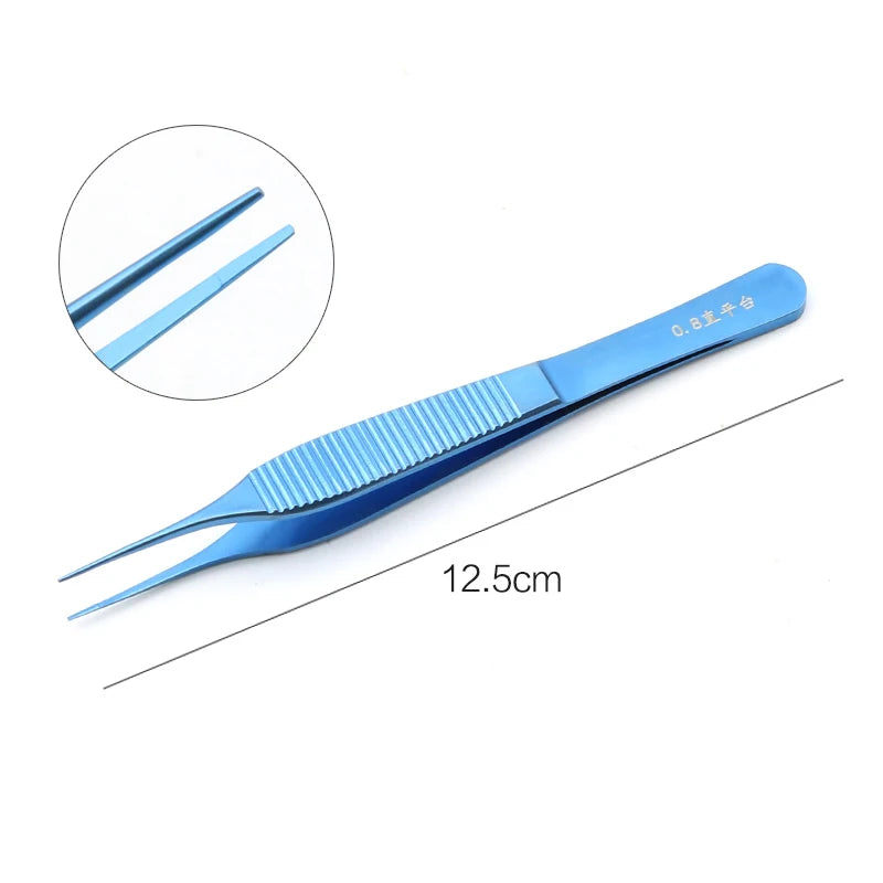 1pcs Ophthalmic Tweezers Tissue Forceps Stainless steel Teethed Platforms Forceps Surgical Instruments 120mm