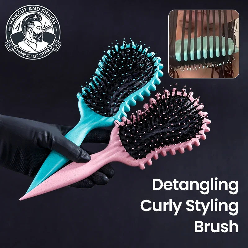 1pc Pink Curly Hair Brush with Black Bristles - Curl Defining and Shaping Comb  Hair Styling Tools Durable Hairbrush