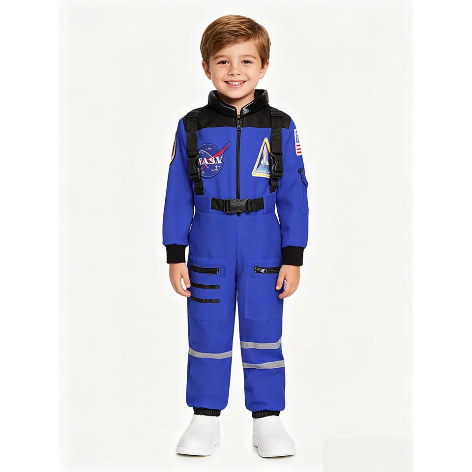 Kids Astronaut Costume Space Suit Halloween Cosplay Space Explorer Performance Children's Jumpsuit Spaceman Boys Girls Outfits