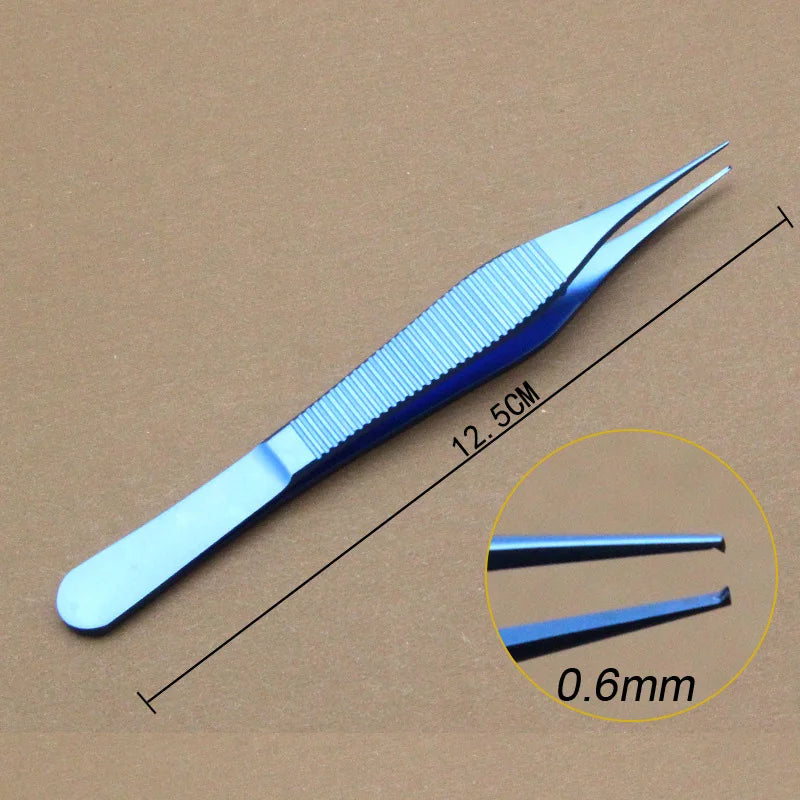 1pcs Ophthalmic Tweezers Tissue Forceps Stainless steel Teethed Platforms Forceps Surgical Instruments 120mm