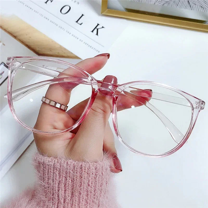 Transparent Computer Plano Glasses Round Frame for Women Men Anti Blue Light Clear Eyewear Blocking Optical Spectacle Eyeglasses