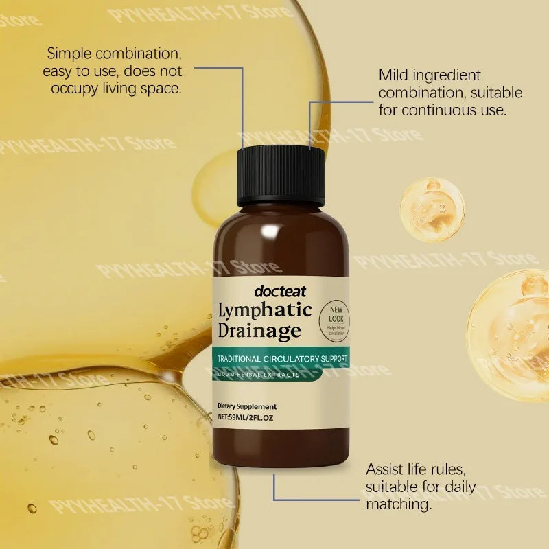 Docteat Lymphatic Drainage Liquid Herbal Extract with Red Clover Flower and Prickly Ash Bark Supports Blood Circulation 59 ML