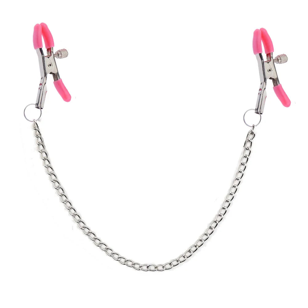 1 Pair Nipple Clamp with Chain Nipple Clips BDSM toy Kink Fetish Erotic wear Body Clamps Bondage nipple clamp