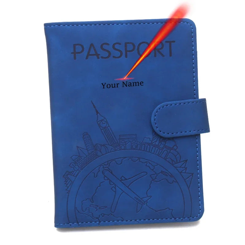 Rfid Global Flight Passport Holder Laser Engarved Name Passport Cover Custom Name Travel Wallet