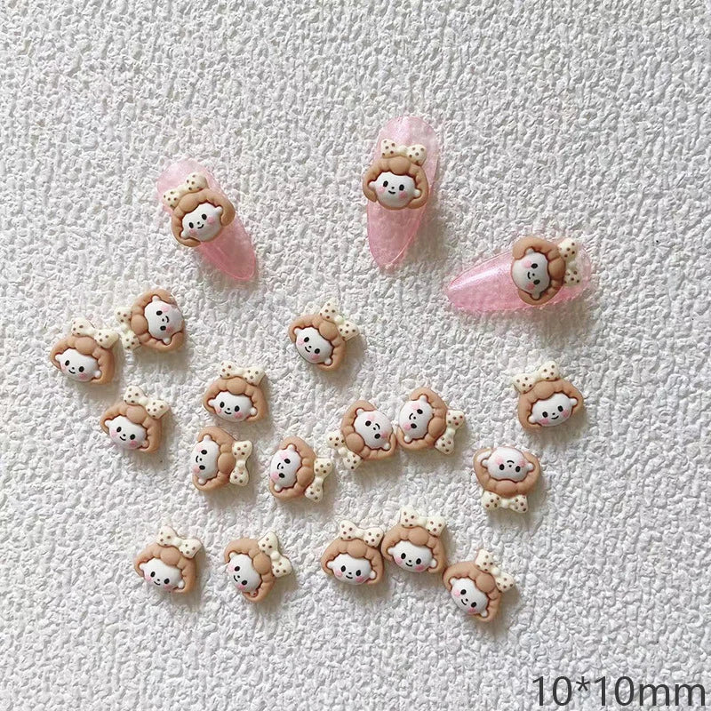 10pcs Cartoon Bunny Nail Art Charm 3D Candy Color Resin Cartoon Animal Lollipop Nail Decoration Korea Kawaii Nail Accessories