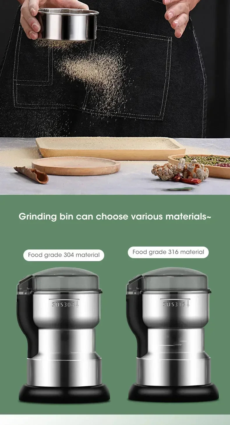 Electric Coffee & Spice Grinder 200W, 400ML Large Capacity Stainless Steel Dry Food Processor with One-Touch Control