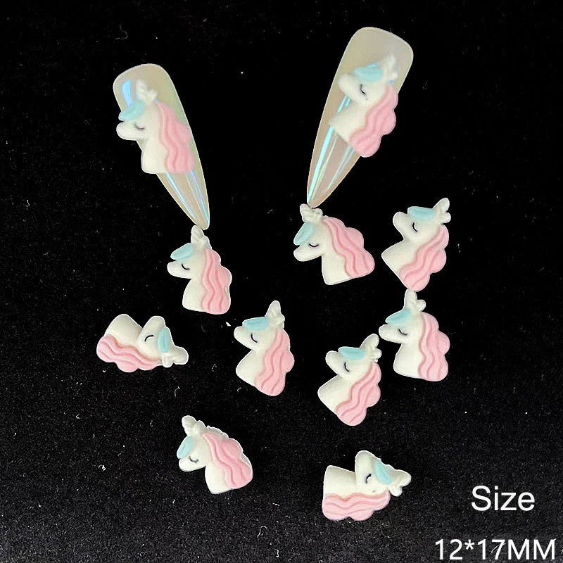 10pcs Cartoon Bunny Nail Art Charm 3D Candy Color Resin Cartoon Animal Lollipop Nail Decoration Korea Kawaii Nail Accessories