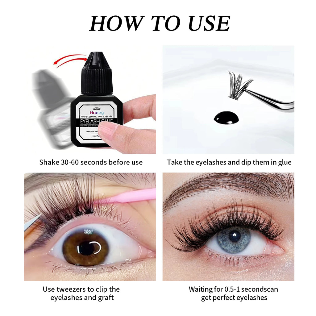 DIY Eyelash Glue Use With Eyes Open 5ml Lasting 7-10 Days Waterproof and Not Irritating