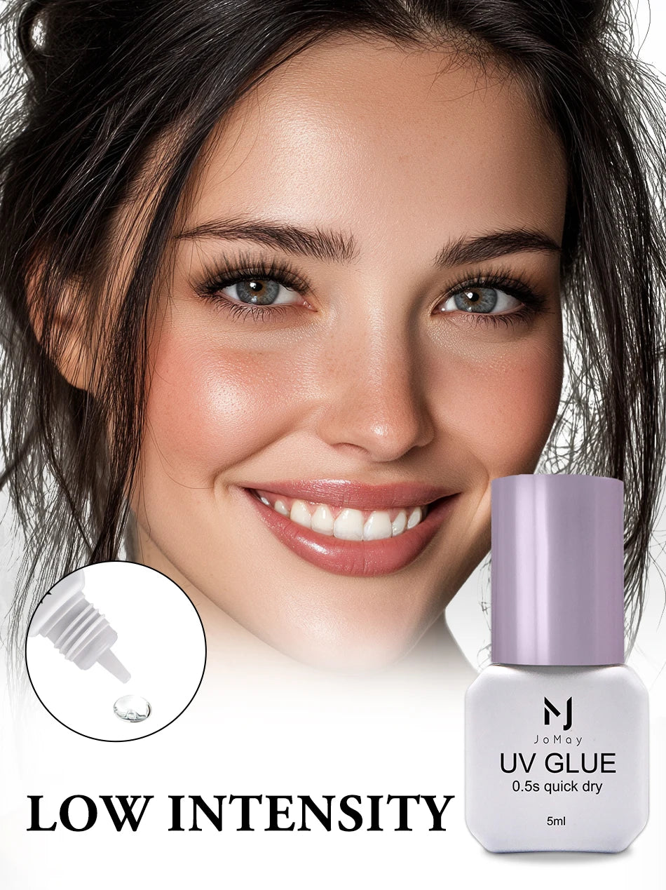 JOMAY 3 Bottles 5ml UV Glue Black Lash Glue for Eyelash Extensions Low Irritation 0.5 Second Fast Drying Glue UV Makeup Products