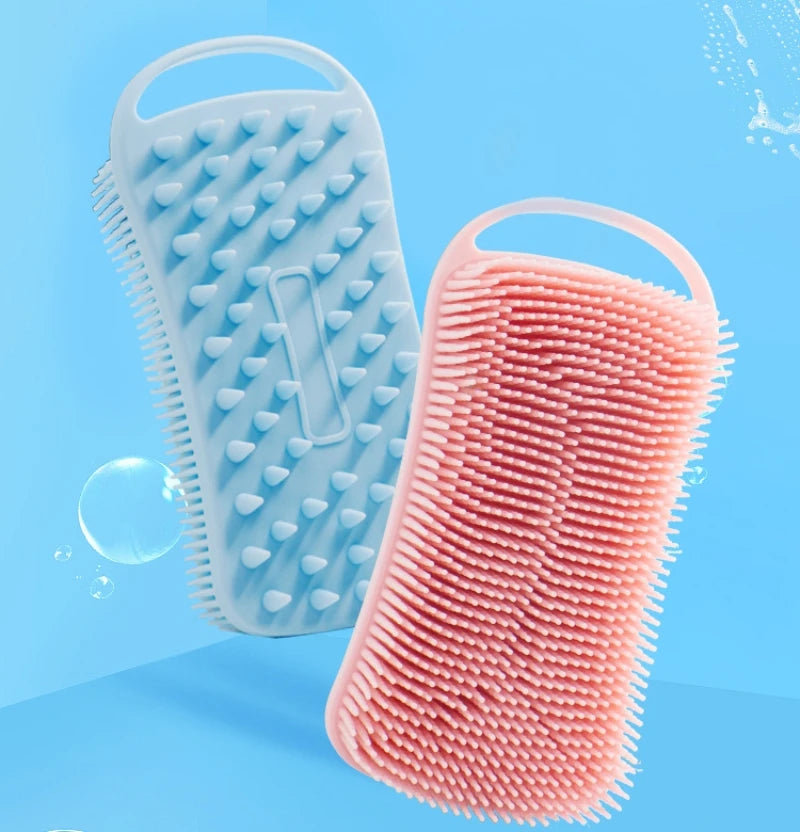 Double Sided Silicone Shower Brush 2 In 1 Exfoliating Body Brush Multi-Function Skin Cleaning Silicone Bath Brush Massage Brush