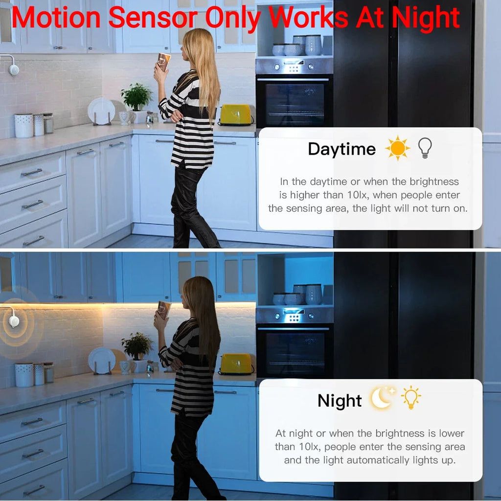 Motion Sensor Neon COB LED Strip Light Solid Silicone 24V Cuttable Light Strip Delay Time Adjustable 20-350s for Stairs Hallway
