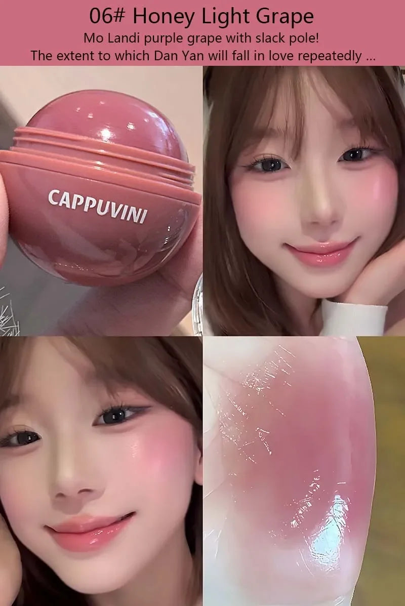 Cappuvini Juice Blush Ball Water Light Blusher Brightening Face Easy Color Multi-Use Blush Makeup Suitable for Lips and Cheeks