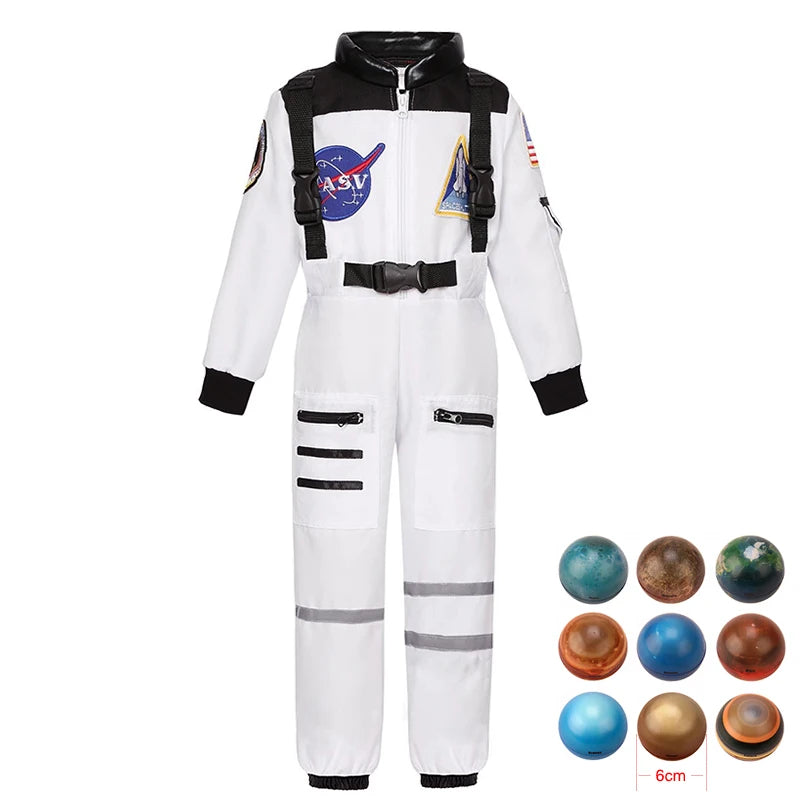 Kids Astronaut Costume Space Suit Halloween Cosplay Space Explorer Performance Children's Jumpsuit Spaceman Boys Girls Outfits