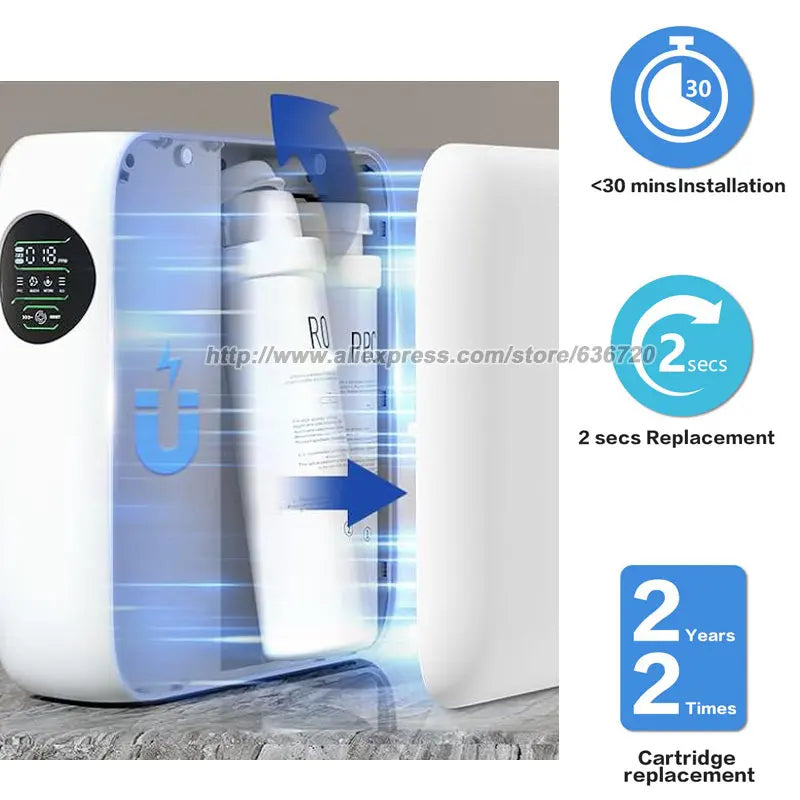 RO Reverse Osmosis Water Filtration System - 1000 GPD Fast Flow, Tankless, Reduces TDS, Compact, Household and Commercial Usage