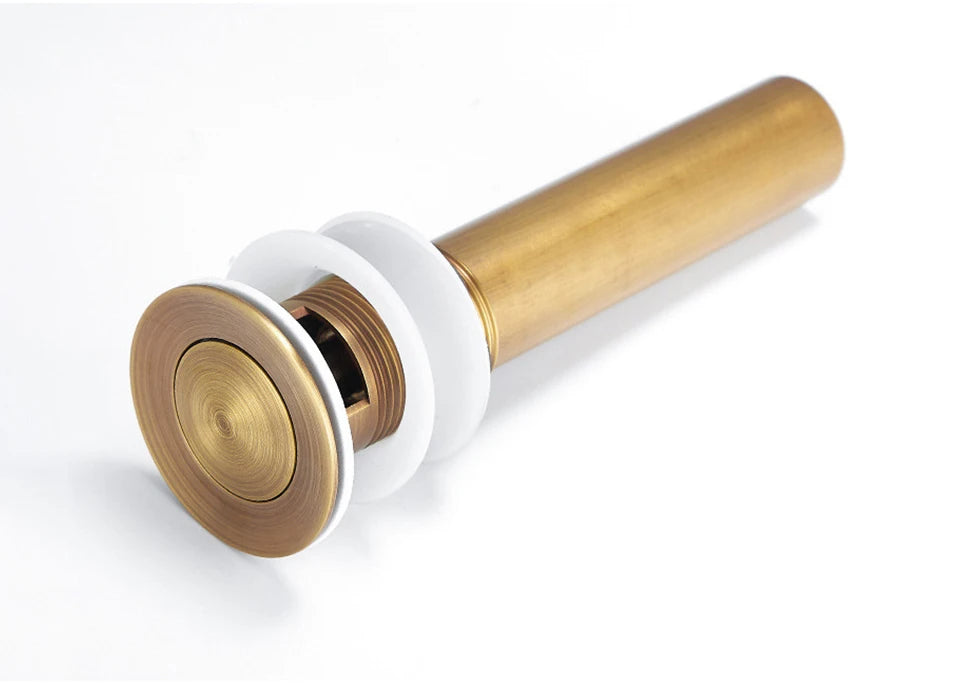 Antique Brass Pop Up Drain Bathroom Sink Push Down Pop Up Stopper Drain Washbasin Accessoires Plug Cover Waste Pipe Drainer