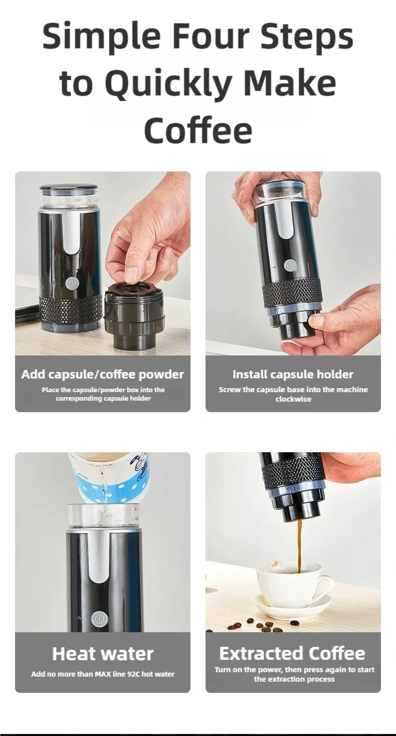 New Portable Coffee Maker Electric Capsule Grind-and-Brew Coffee Maker Suitable for Ground Coffee and K-Cup Large Coffee Pods