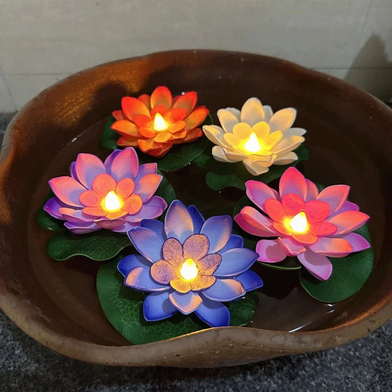 15CM LED Lotus Night Lamp Floating Water Sensor Flower Lamp Garden Home Decor Party Lotus Light Navidad Christmas Supplies