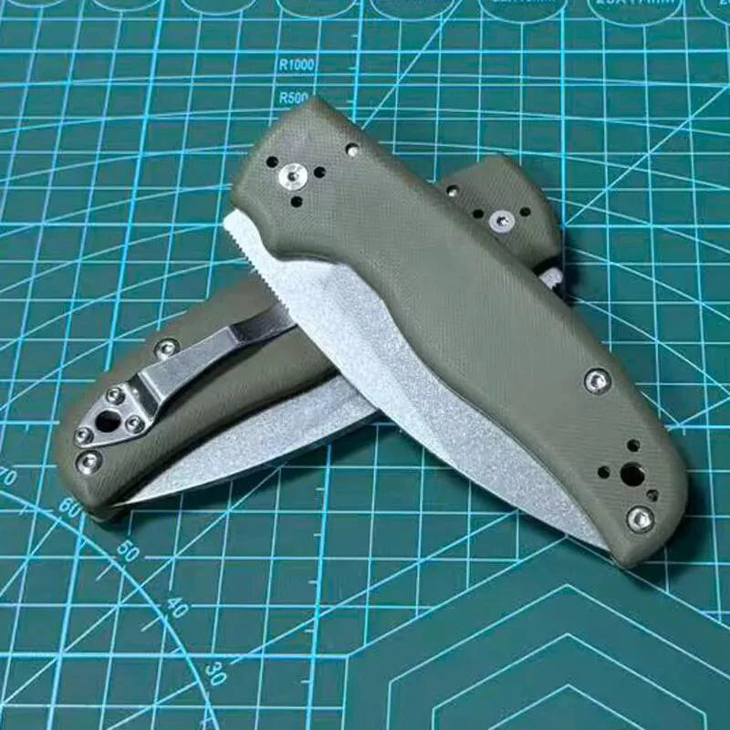 Liei Store Spy-C229GP Folding Knife 3.46" S30V Stonewashed Serrated Blade, G10 Handles - C229
