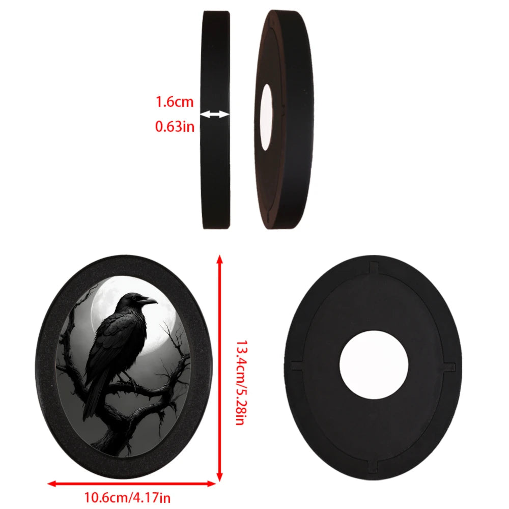 1 Piece of Halloween Mysterious Gothic-style Oval Decoration, Designed with Crow Illustration, Suitable for Home Wall Display, A