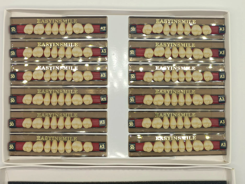 84/96PCS Dental Resin Teeth Acrylic Synthetic Denture A1 A2 A3 Shade 2-Layer Acrylic Denture Education Model Upper/Lower A1-D4