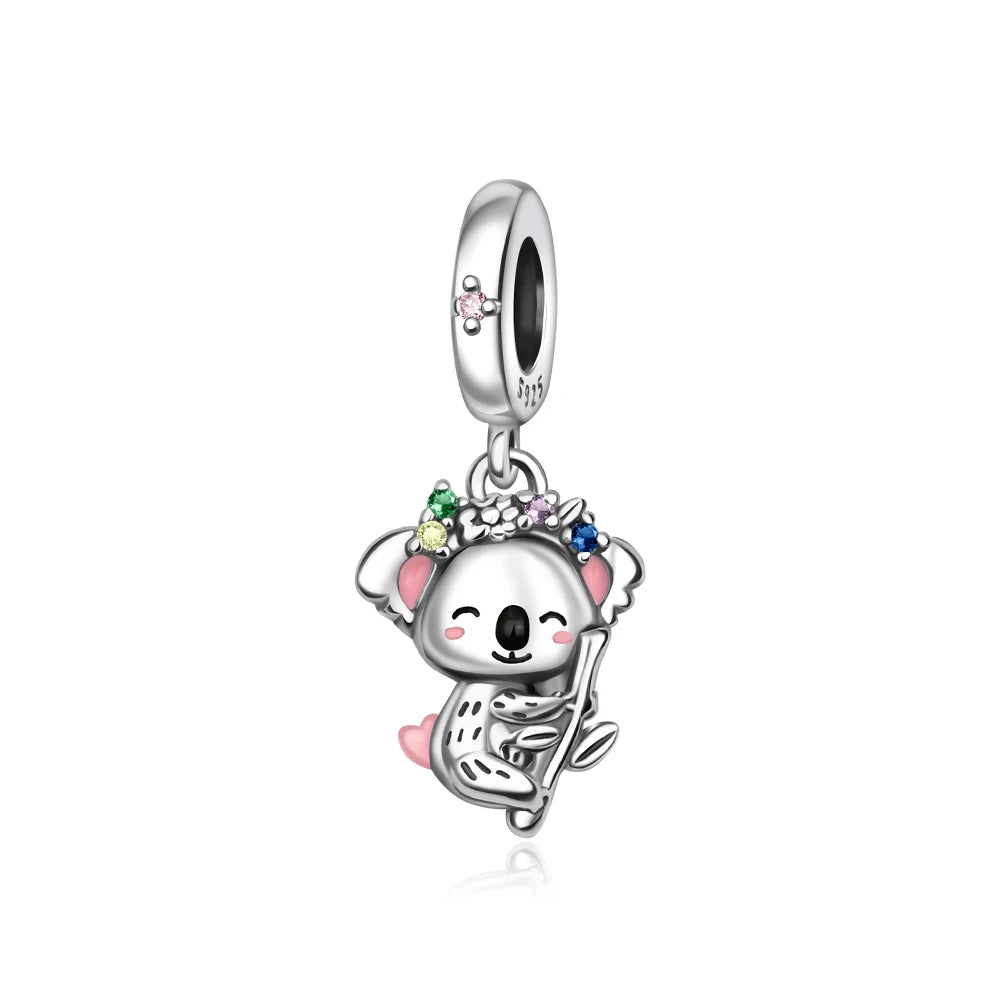 Beautiful 925 Sterling Silver Puppy Cat Swallow Raccoon Giraffe Animal Pendant Fit DIY Bracelet Necklace Package Jewelry Gifts