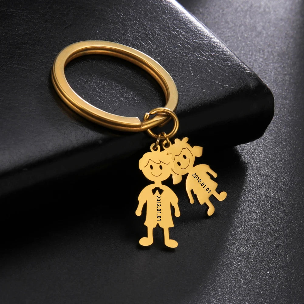 Couple Friend Custom Key Chain Personalized Keychain Family Name Gift For Women Men Father Mother Stainless Steel Charm Jewelry
