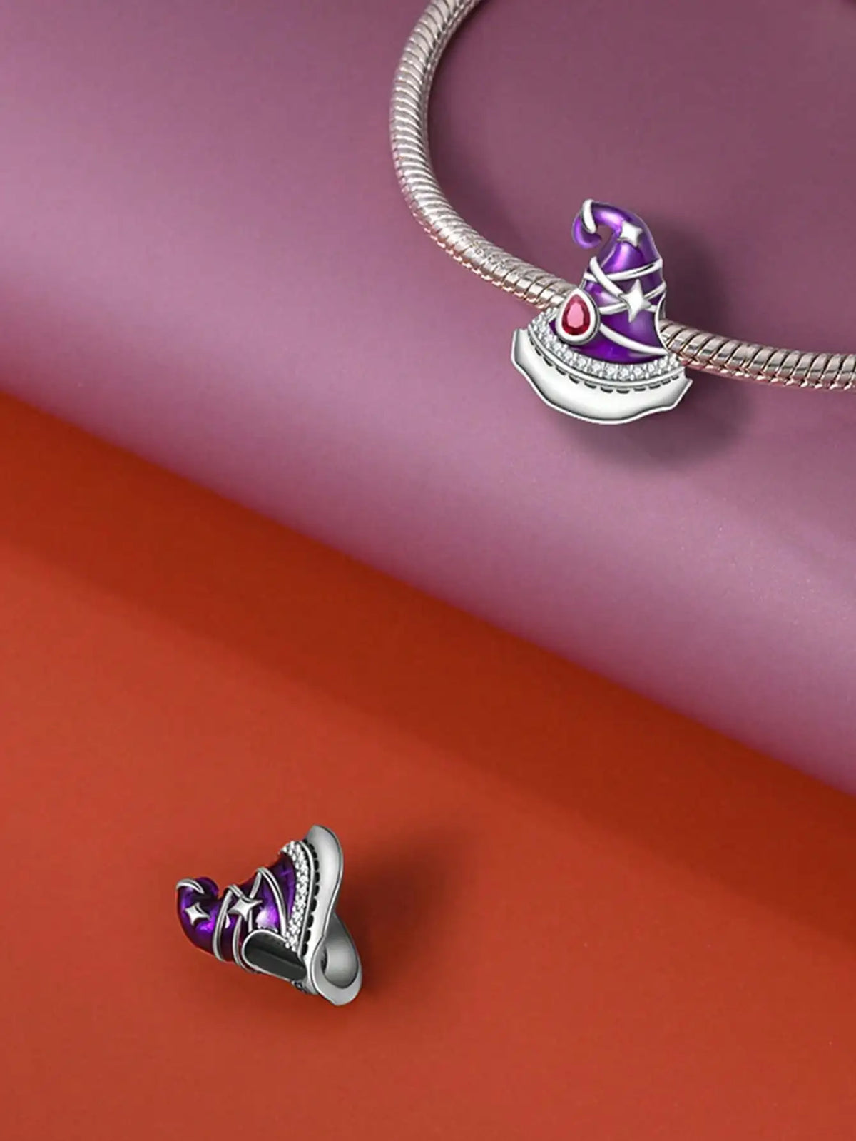 2025 Hot Sale Charms Bead 925 Sterling Silver Christmas Halloween Witch Hat Fit Bangle Bracelet Necklace DIY Jewelry