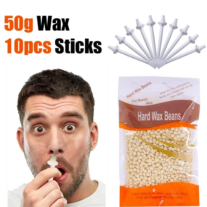 Painless Nose Waxing Wax Kit 50g-1000g for Men & Women with Wax And Applicators Easy Tool for Clean Nose Hair Removal
