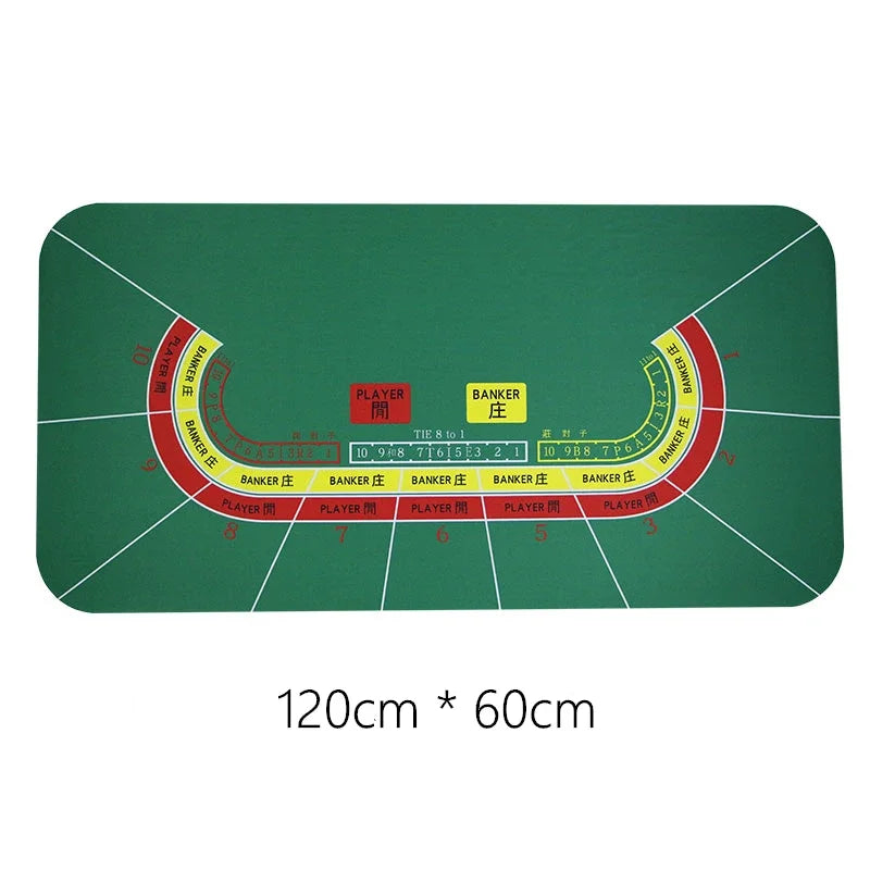 1.2*0.6m Hold'Em Texas Poker Mat Black Jack Baccarat Dice Durable Rubber Home Gaming Desk Pad