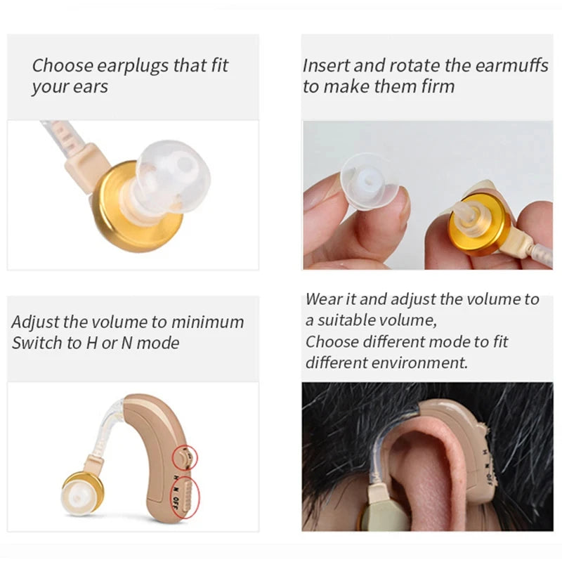 Battery Adjustable Tone Hearing Aid Rechargeable Ear Hearing Amplifier Hearing Aids Device for Elderly Hearing Loss Lightweight