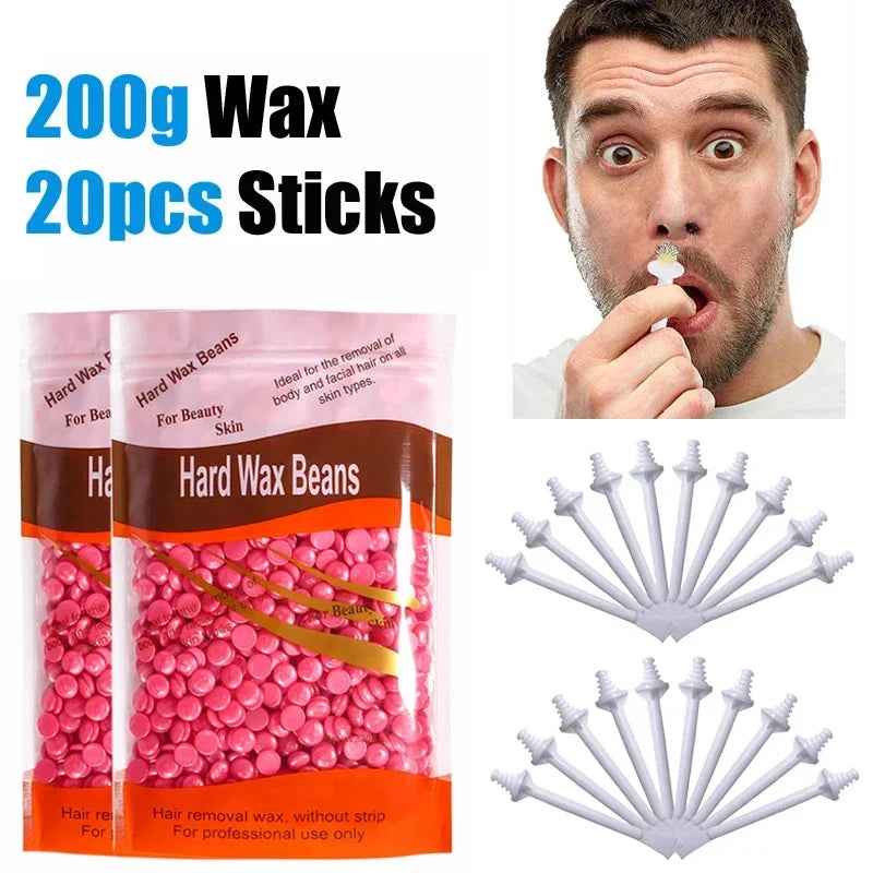 Painless Nose Waxing Wax Kit 50g-1000g for Men & Women with Wax And Applicators Easy Tool for Clean Nose Hair Removal