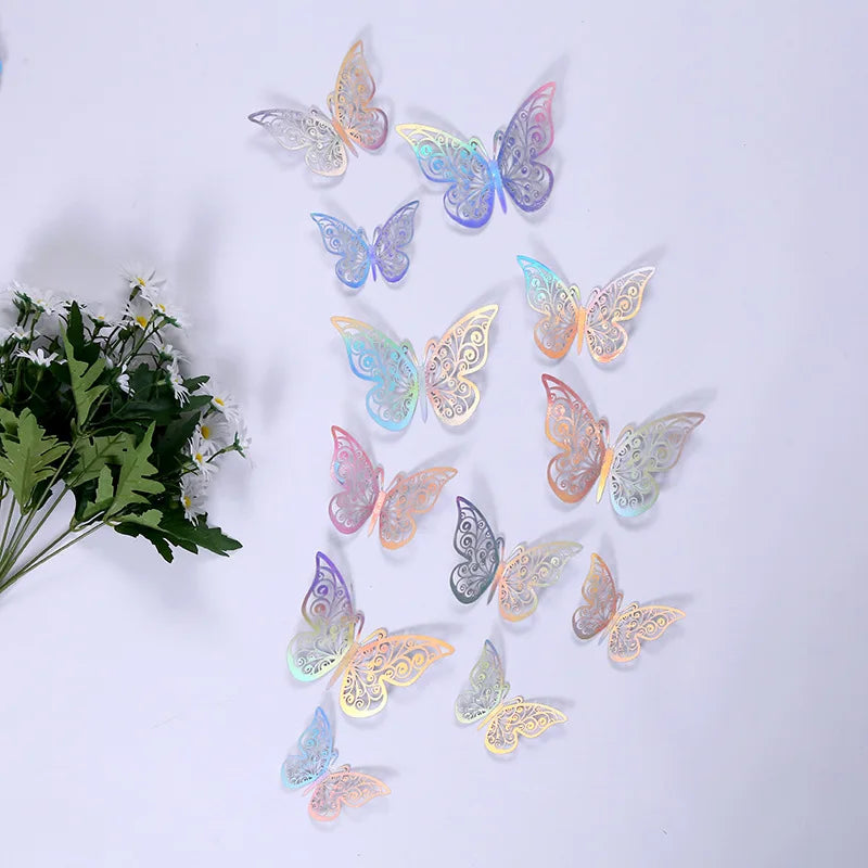 12 pcs Butterfly Cake Toppers Rose Gold for Birthday, Wedding, Engagement Occasions Dessert Decoration Cupcake Toppers DIY Gift