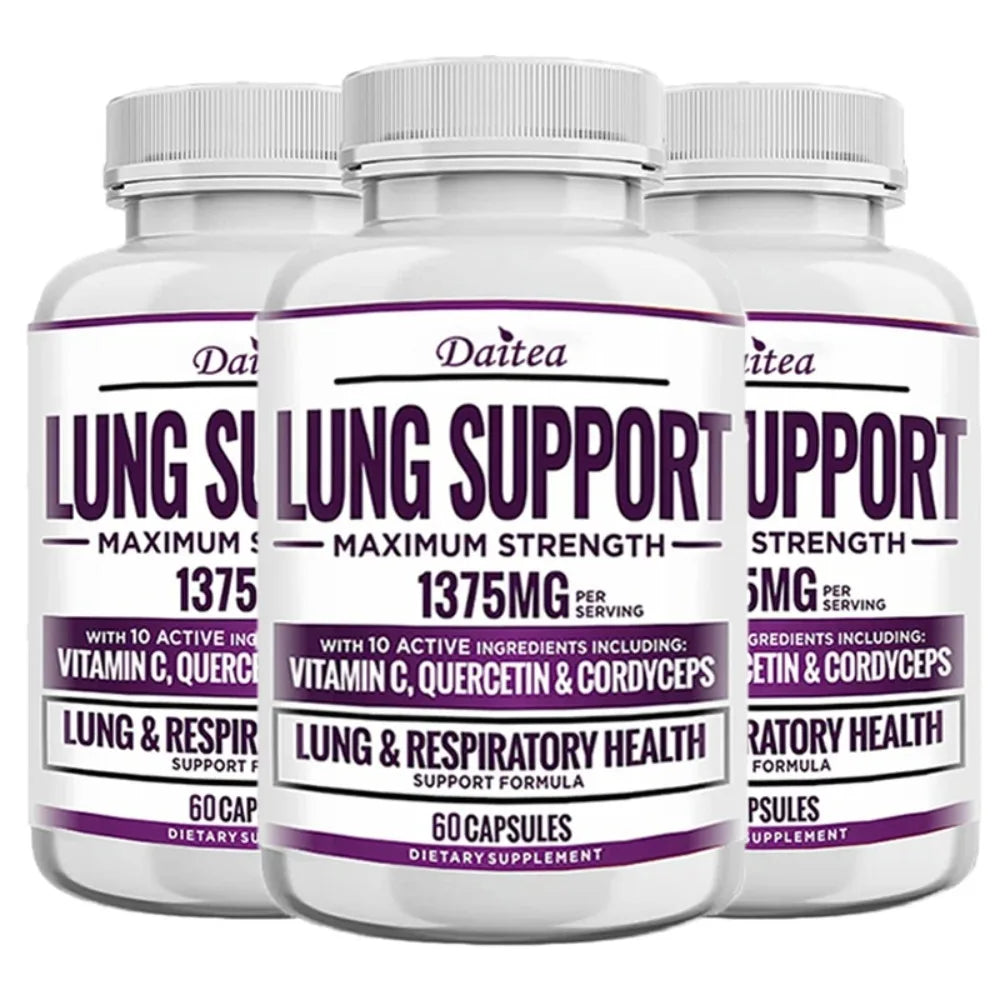 Lung Support Supplement for Lung Cleanse & Detox, with Quercetin Bromelain Vitamin C & Cordyceps for Lung, Respiratory Support