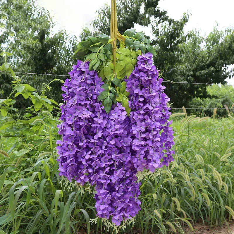 12pcs Artificial Wisteria Flowers String Hanging Garland Decor Fake Flower Outdoor Wedding Garden Arch Home Party Decoration