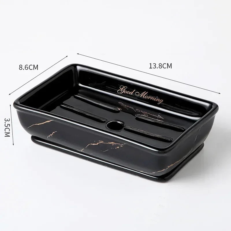 Light Luxury Soap Holder Ceramic Rectangle Household Bathroom Accessories Soap Dish Holders Restroom Organizer Kitchen Storage