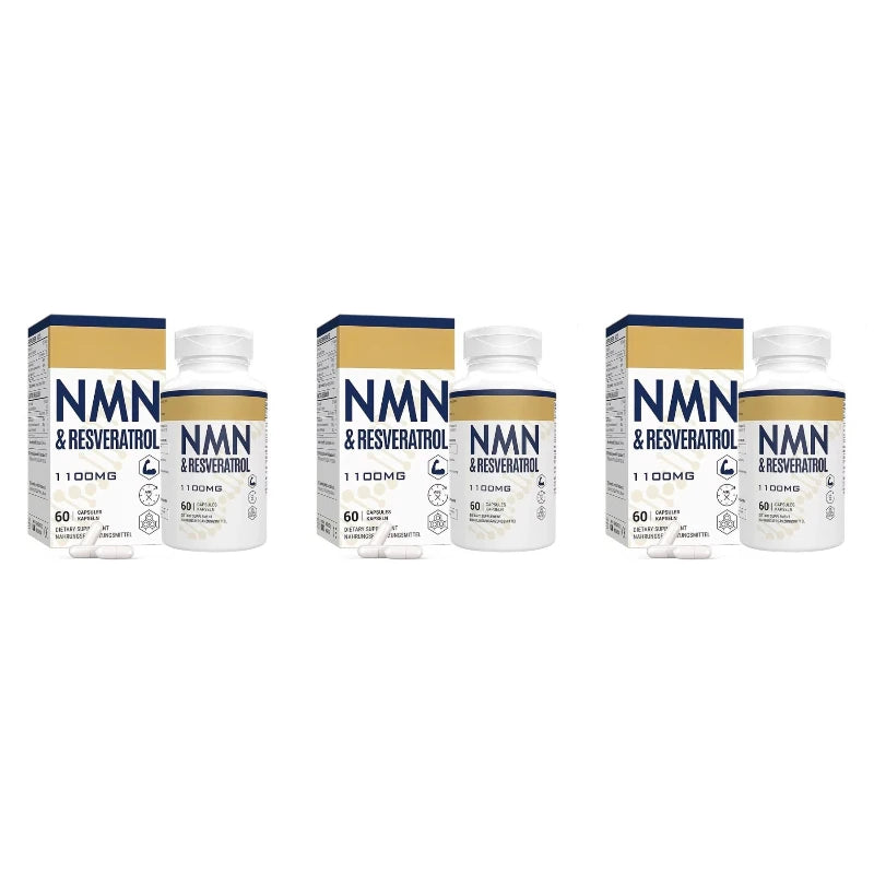 NMN & Resveratrol Capsules Antioxidant Complex Supplement with Black Pepper Extract 1100mg 60 Capsules