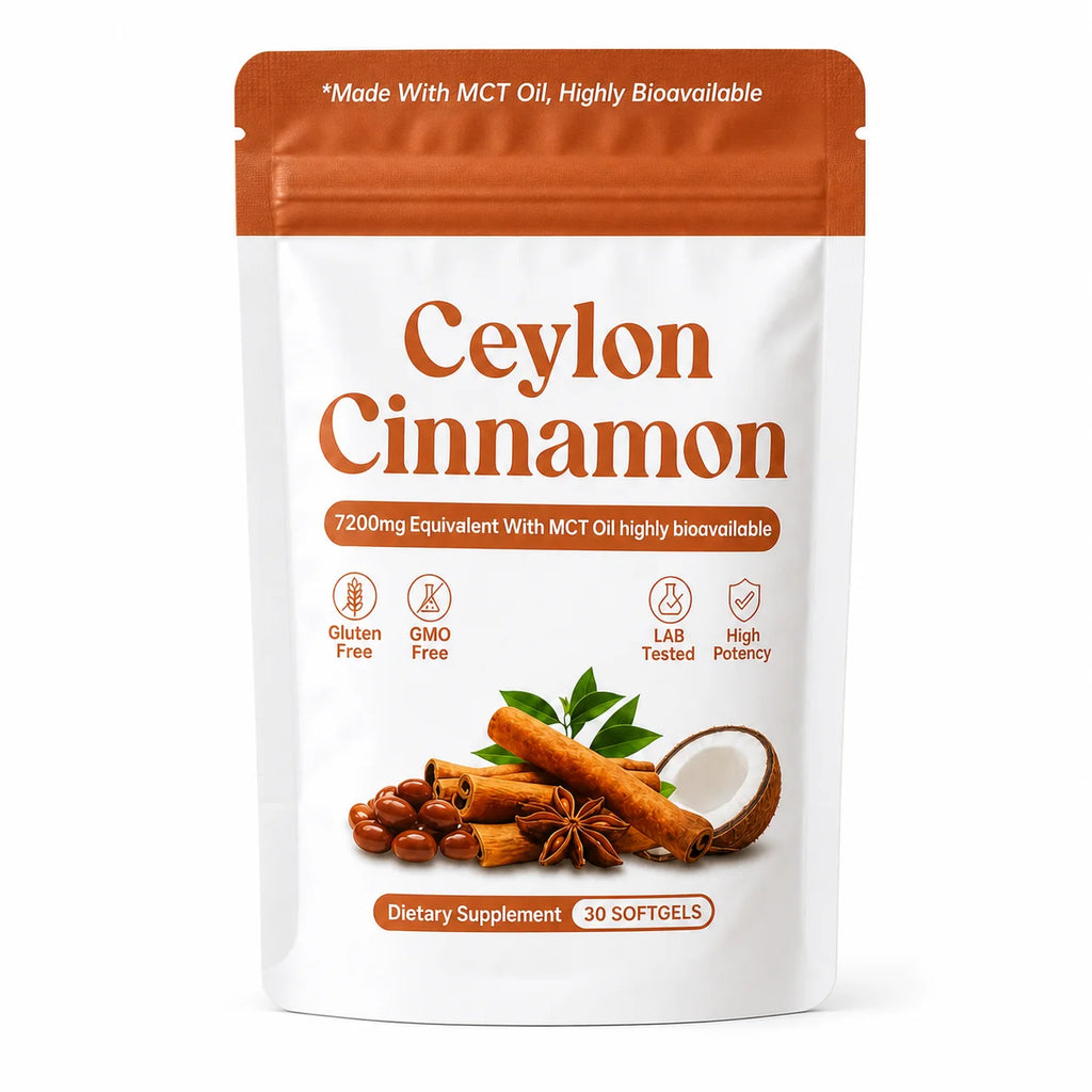 Ceylon Cinnamon Softgels 7200mg Equivalent,12:1 Concentrated Extract with MCT Oil,High Bioavailability, Daily Balance Support