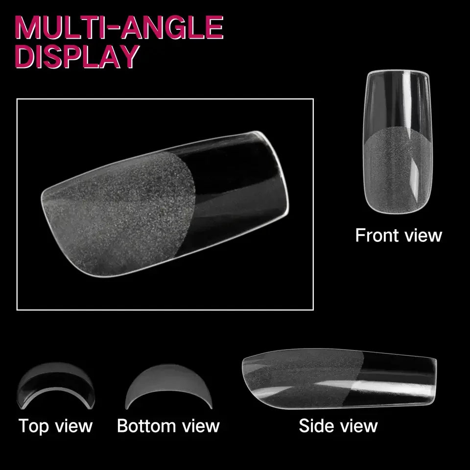 Square Nail Tips 120 PCS Artificial Full Cover Soft Clear Gel Tips 12 Sizes Sharp False Nails for Nail Extension
