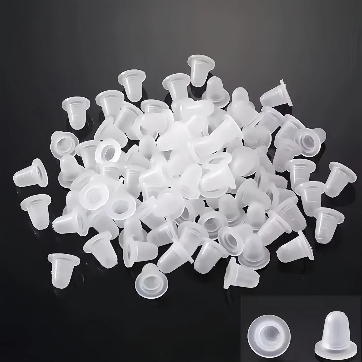 100Pcs Disposable Tattoo Ink Cup Small&Big Size Silicone Permanent Tattoo Makeup Eyebrow Makeup Pigment Container Caps
