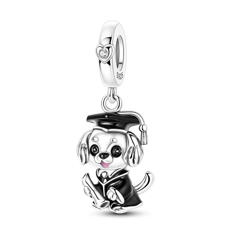 Beautiful 925 Sterling Silver Puppy Cat Swallow Raccoon Giraffe Animal Pendant Fit DIY Bracelet Necklace Package Jewelry Gifts
