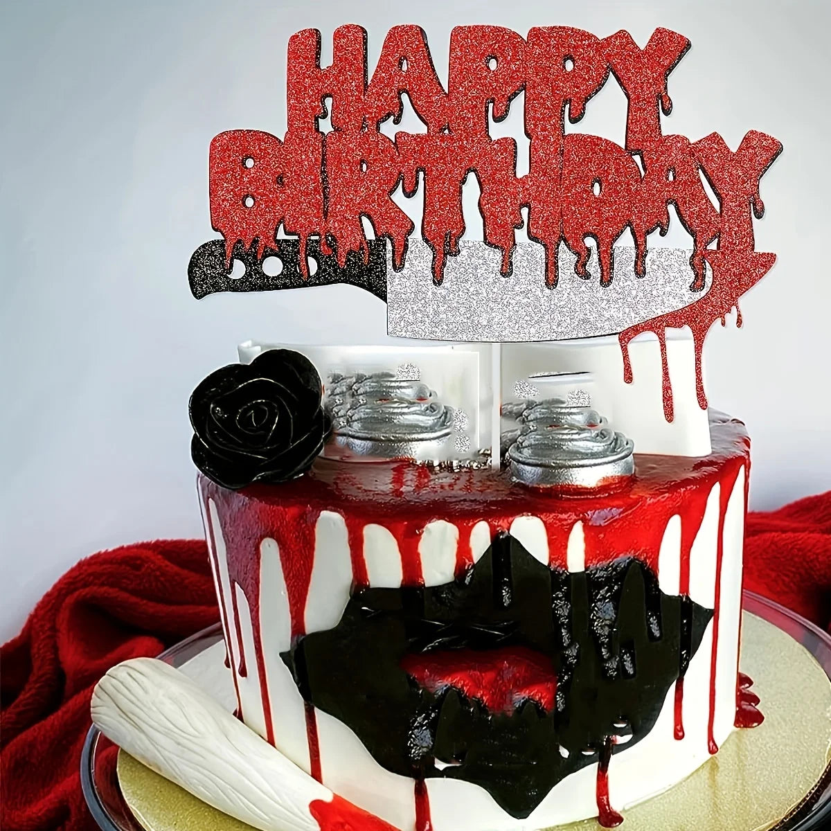 1pc Spooky Halloween Horror Cake Decor - Unique Centerpiece for a Scary Sweet Treat