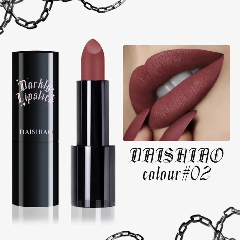 Halloween Dark Night Lipstick Waterproof and Long-lasting Black Dark Purple Matte Lipstick Makeup Lip Cosmetics