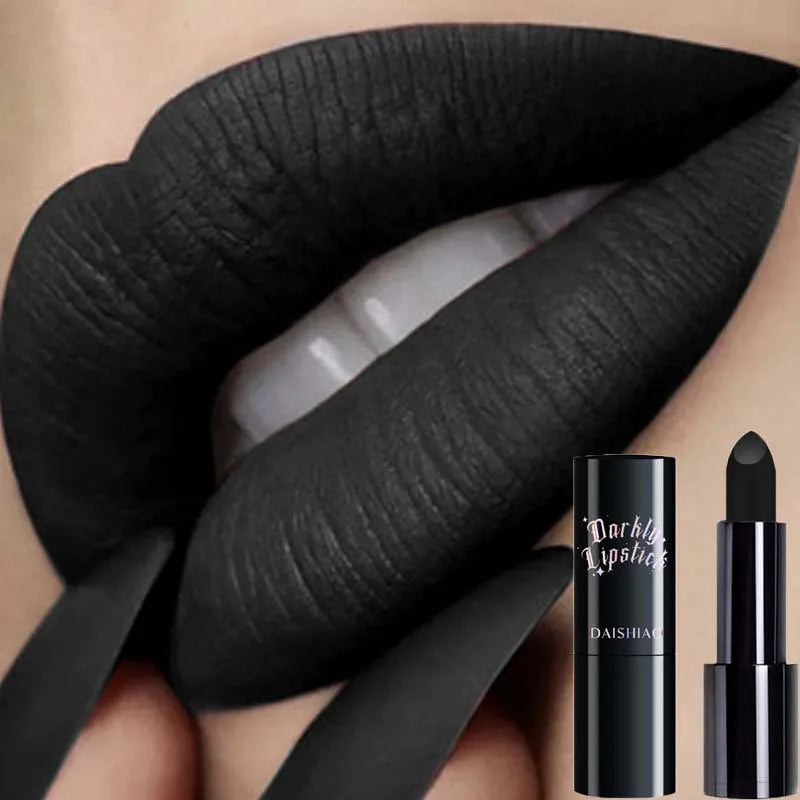 Halloween Dark Night Lipstick Waterproof and Long-lasting Black Dark Purple Matte Lipstick Makeup Lip Cosmetics