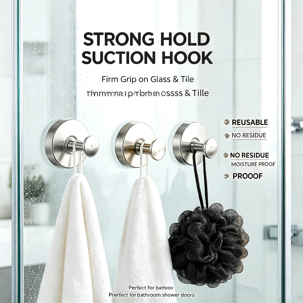 1/4pcs Vacuum Suction Cup Hooks Punch Free Bath Sucker Hook Wall Hook Hanger Glass Kitchen Bathroom Hooks for Towel Handbag